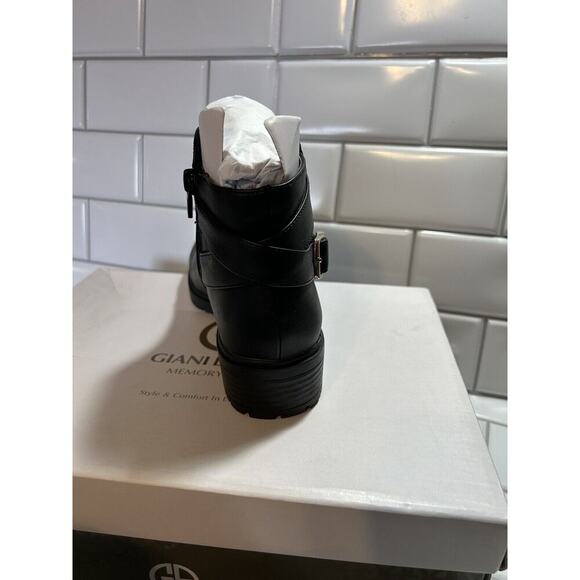 Giani Bernini Brennin Black Buckled Straps Black Ankle Booties NEW Size 6 M Zip - Picture 4 of 8